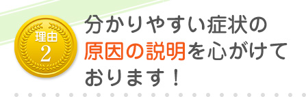 分かりやすい症状の原因の説明を心がけております！